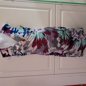 Ronni Nicole Fitted Stretch Abstract Blue White Print Dress 6